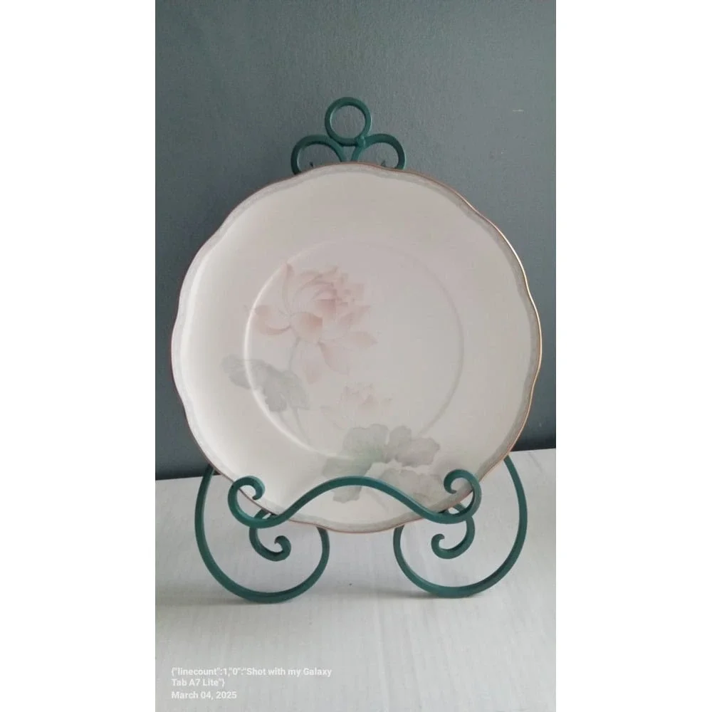 Floral Plate Decorative Display Plate Gold Trim‎ Accent Plate Decor